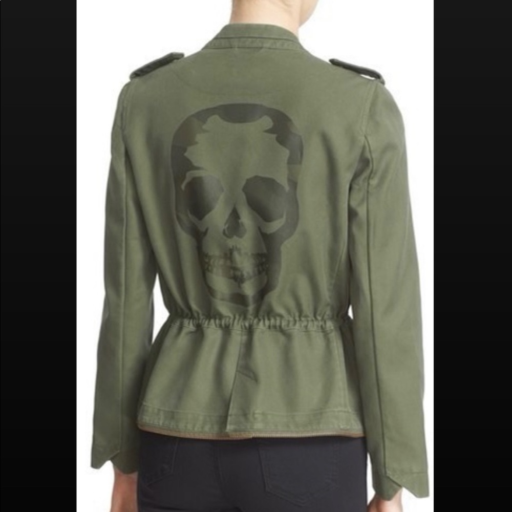 Zadig & Voltaire Vedam Skull Military Blazer Green Jacket Size Large L